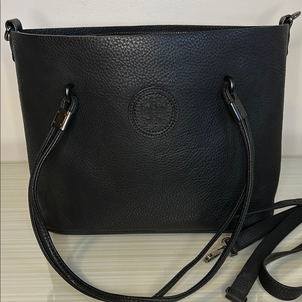 Black faux leather Tote Bag